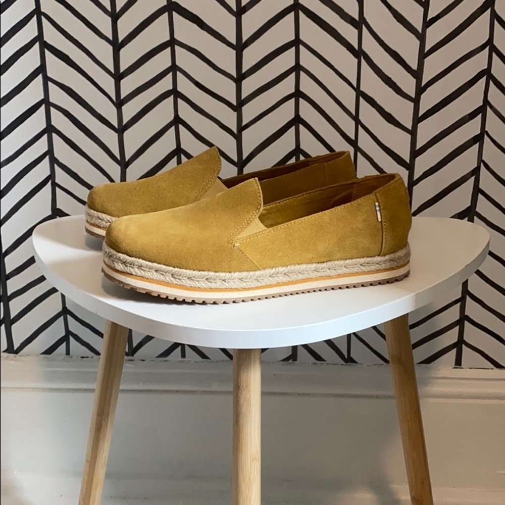 TOMS Gold Suede Slip On Shoes